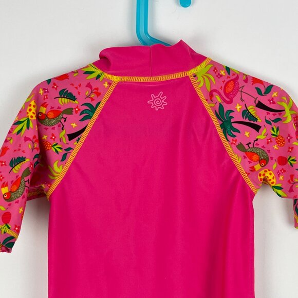 UV Skinz Kids Swimwear Rash Guard Size 6 Pink Short Sleeve High Neck Stretch - Picture 7 of 9